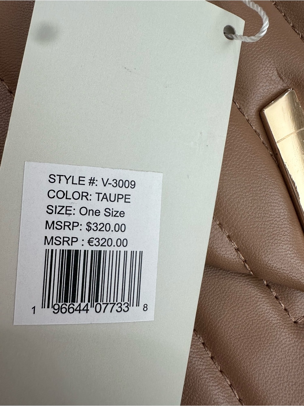 NWT Valentino Orlandi V-3009 Quilted Chain Shoulder Bag Taupe MSRP $320 - Picture 8 of 9